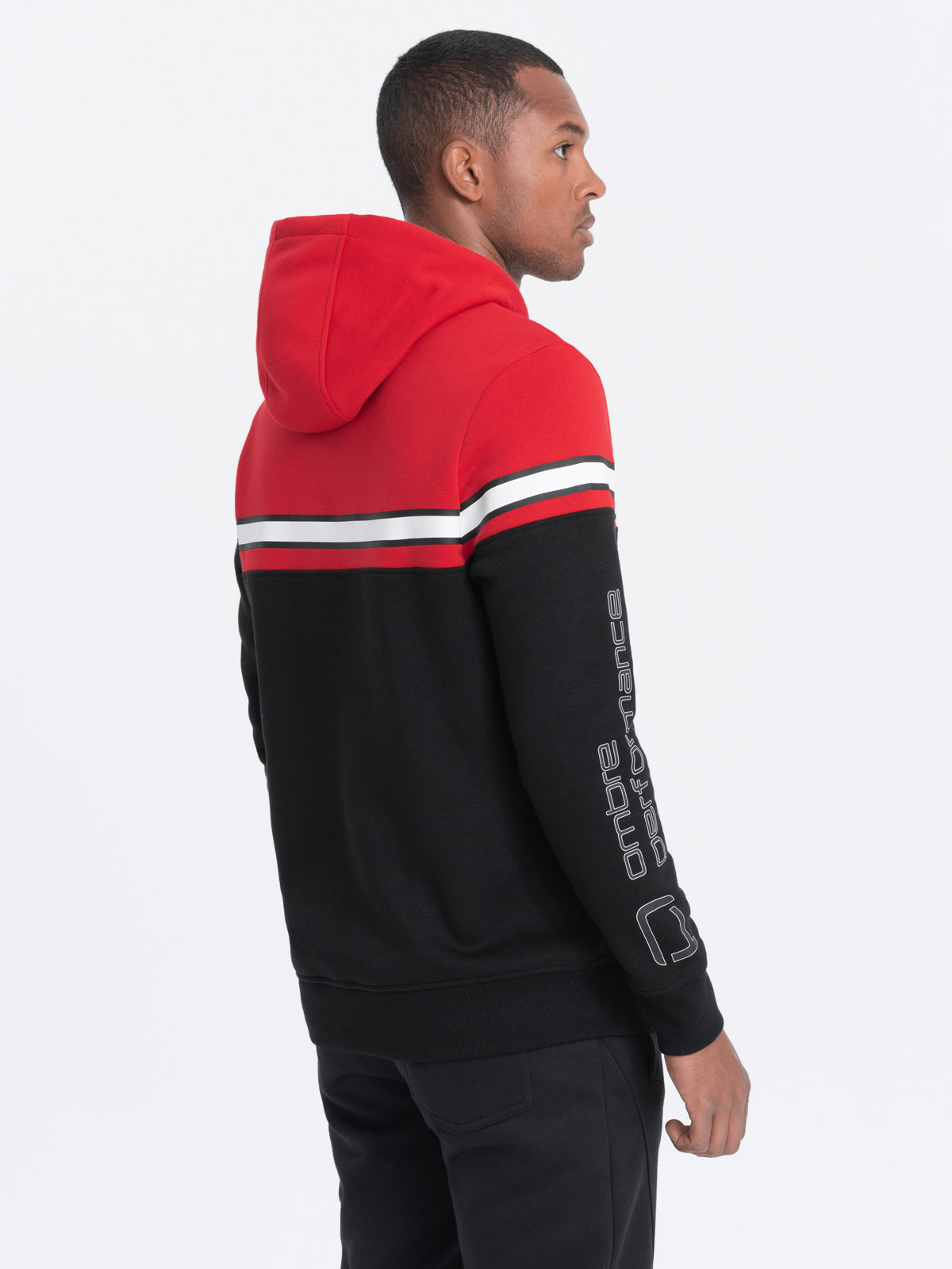 Men's tri-color hoodie - red V3 OM-SSNZ-22FW-014