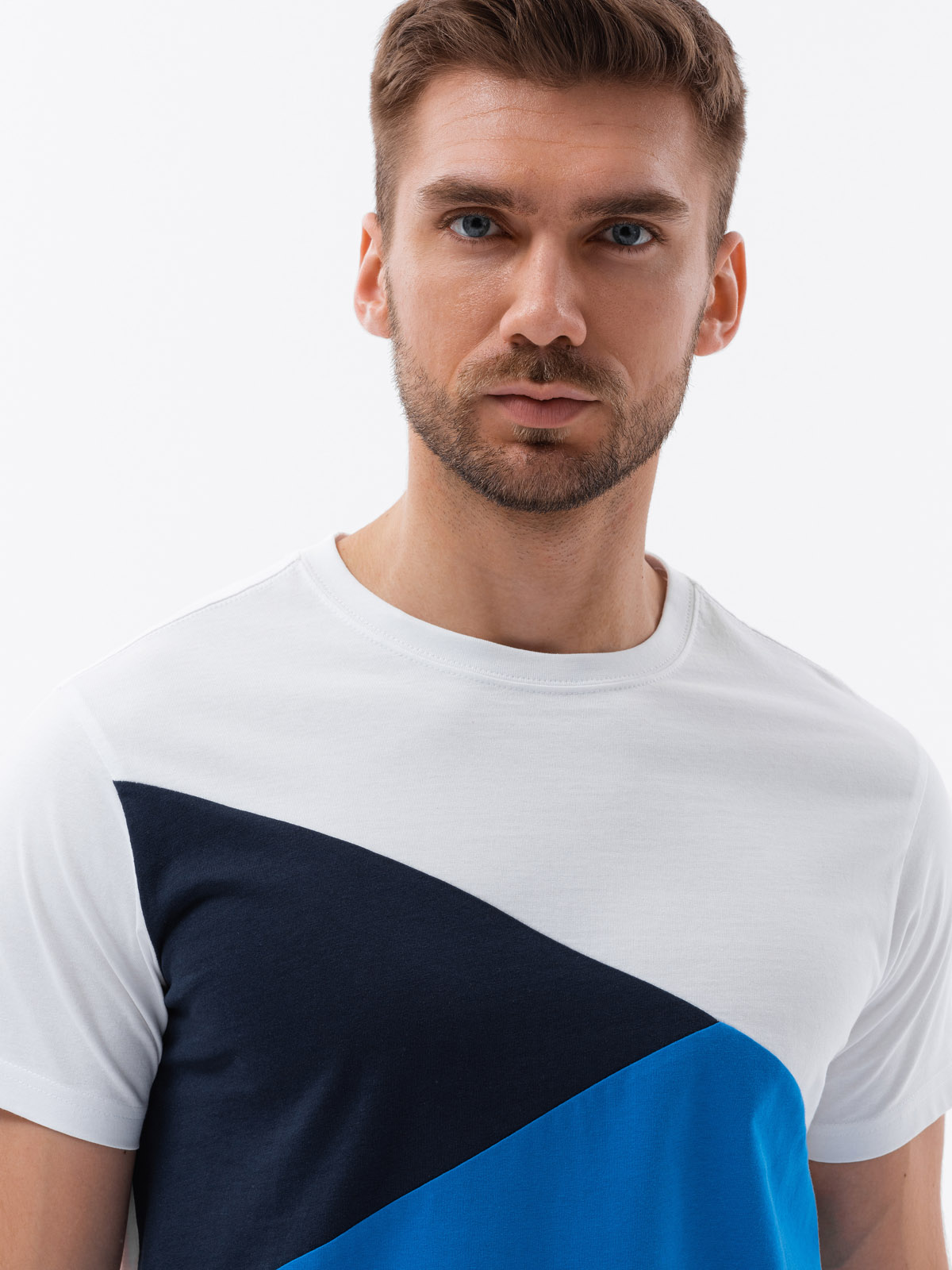 Men's tri-color t-shirt - blue V4 S1640 | Ombre.com - Men's