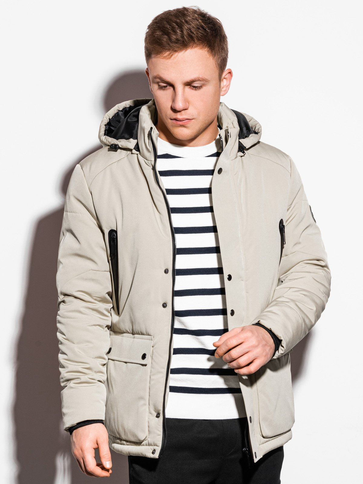 Men s winter jacket beige C449 Ombre Men s clothing online