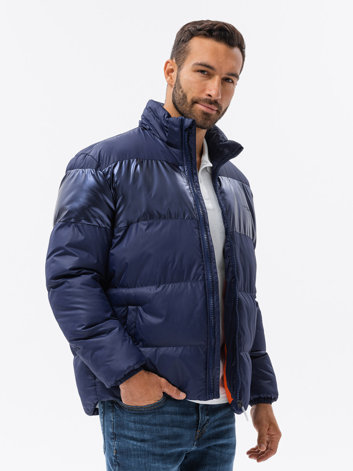 Men's winter jacket - dark blue C546 | Ombre.com - Men's clothing online