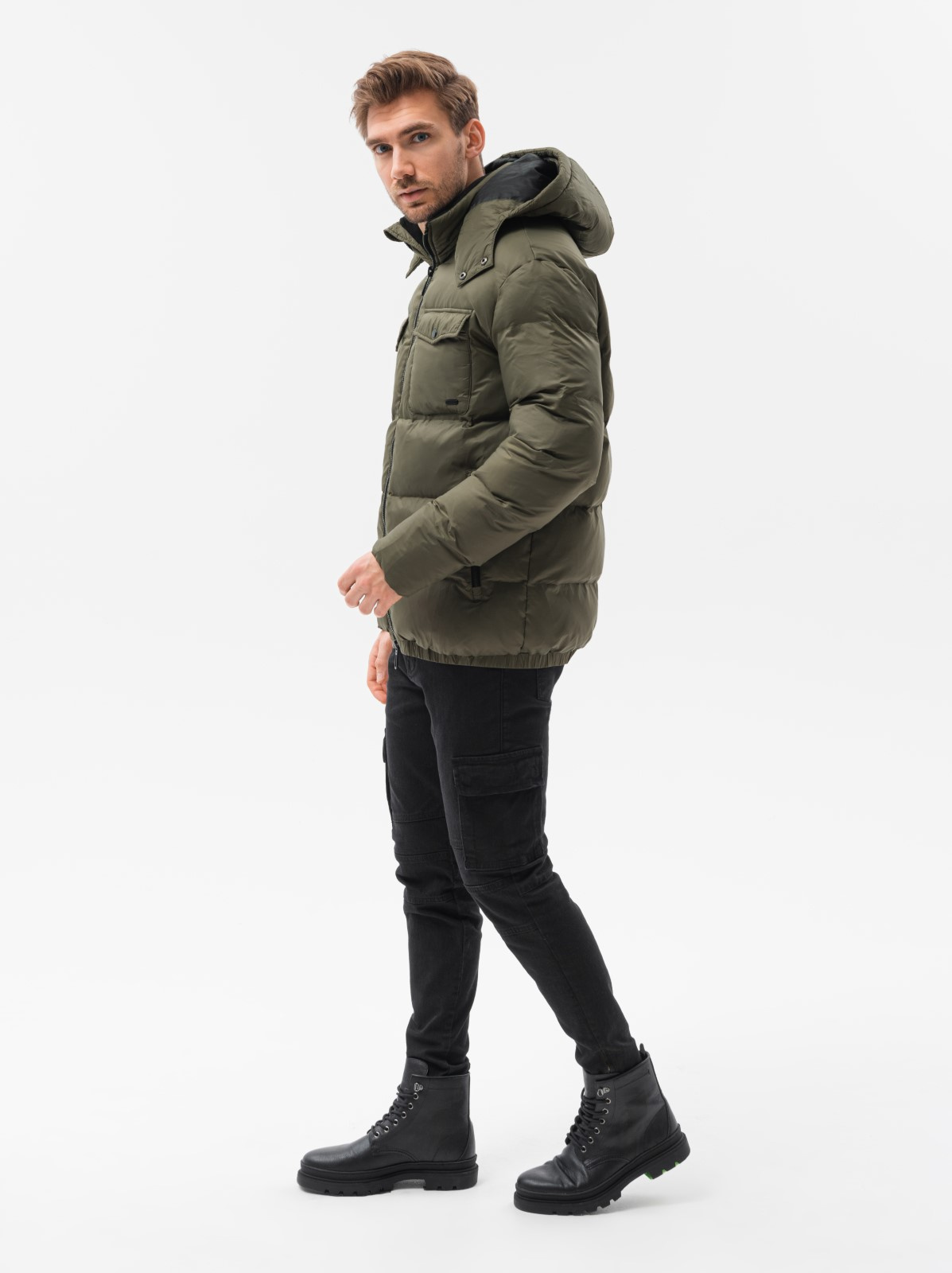 Mens olive winter on sale coat