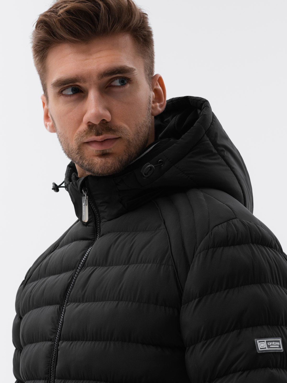 Men's winter quilted jacket black C606 Men's clothing