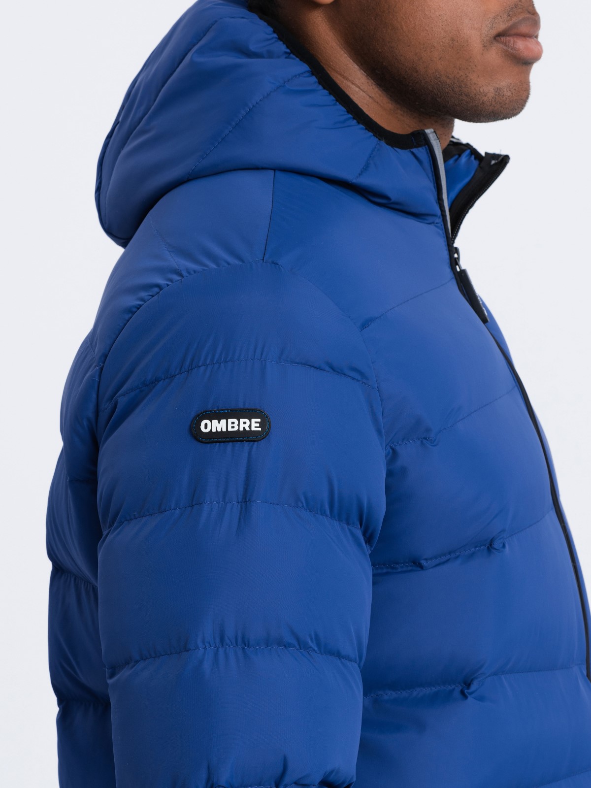 Men's winter quilted jacket - indigo C451 | Ombre.com - Men's