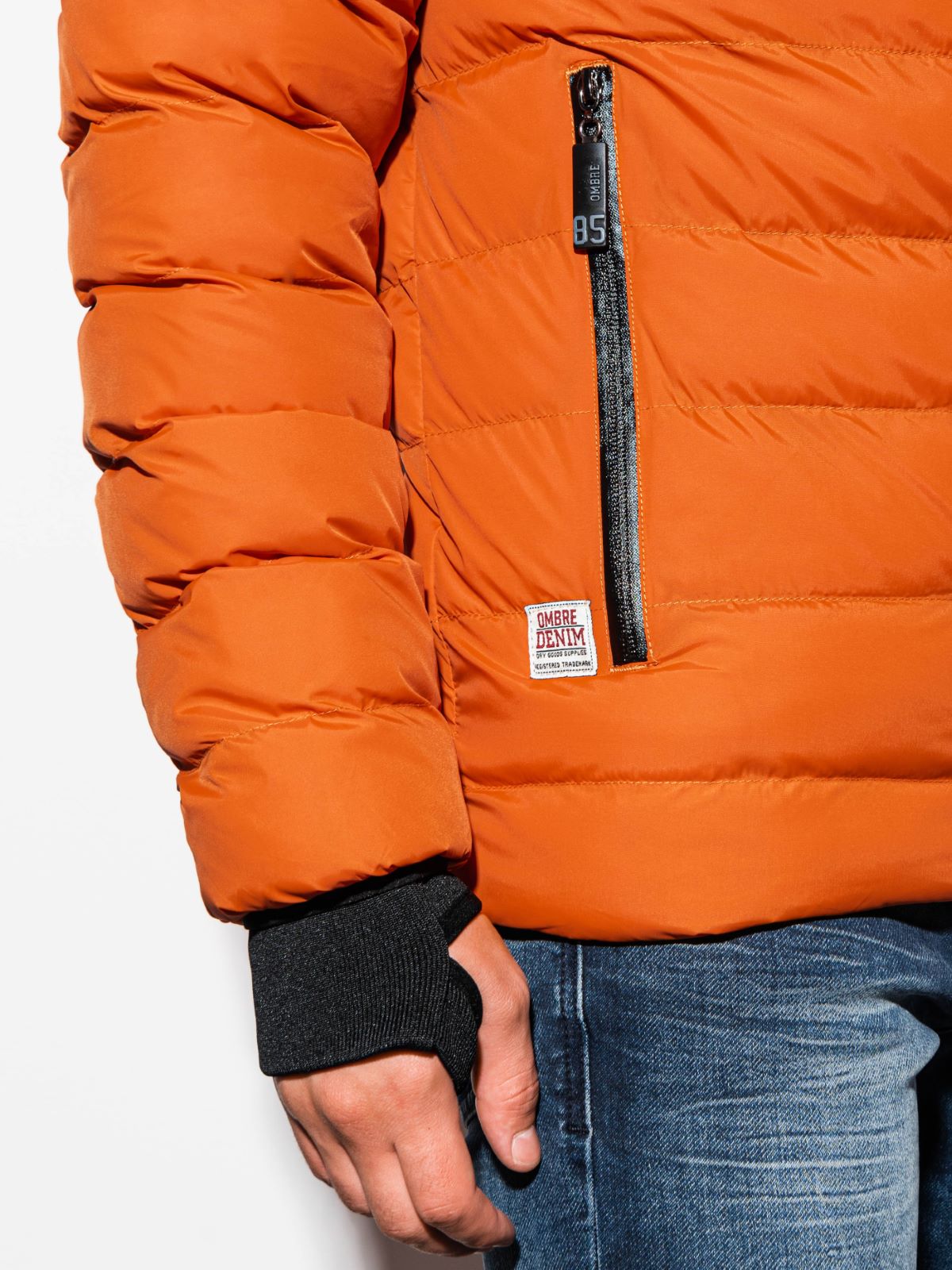 Men's winter quilted jacket - orange C124