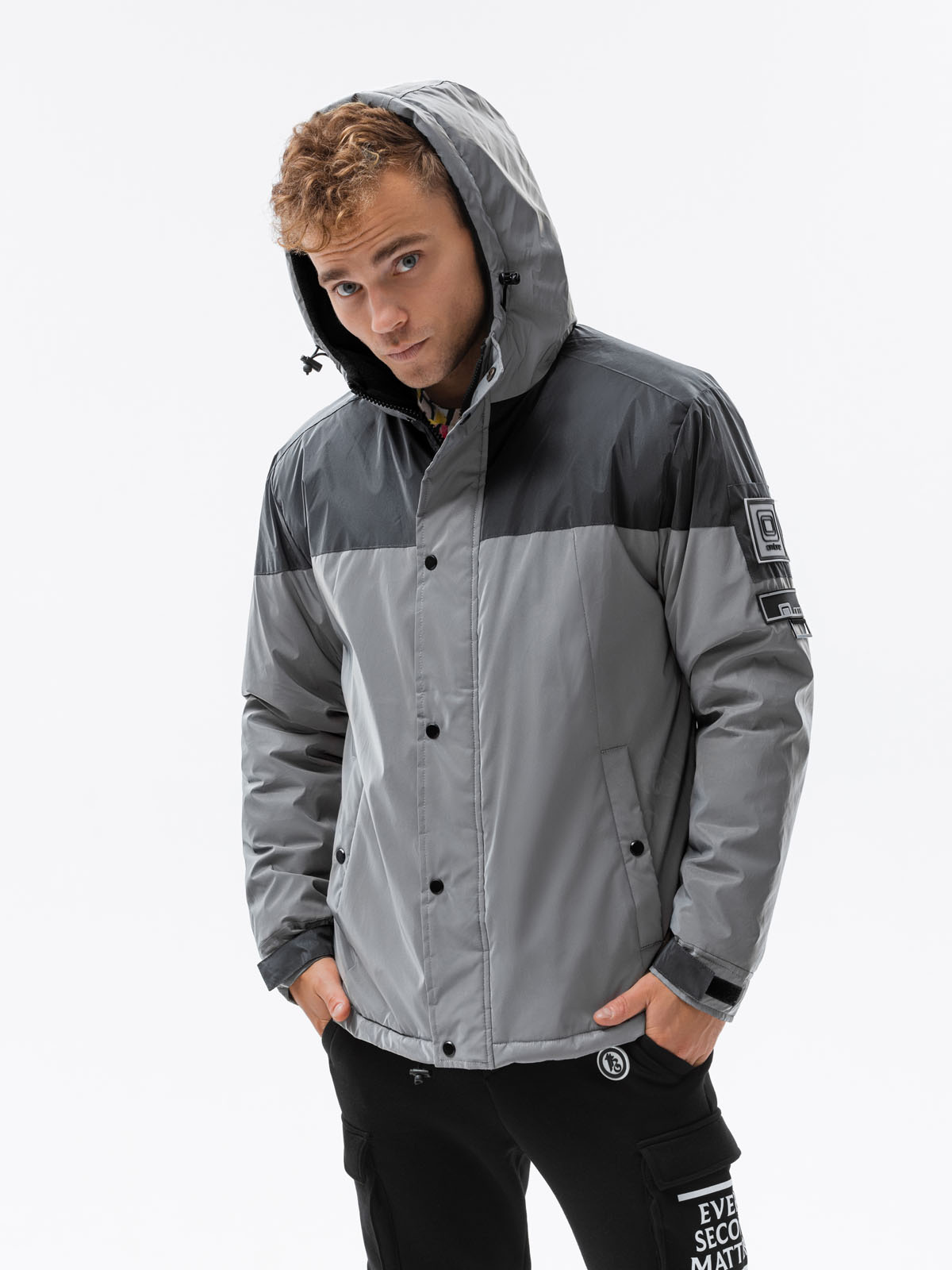 Men's winter reflective jacket grey C462 Men's clothing
