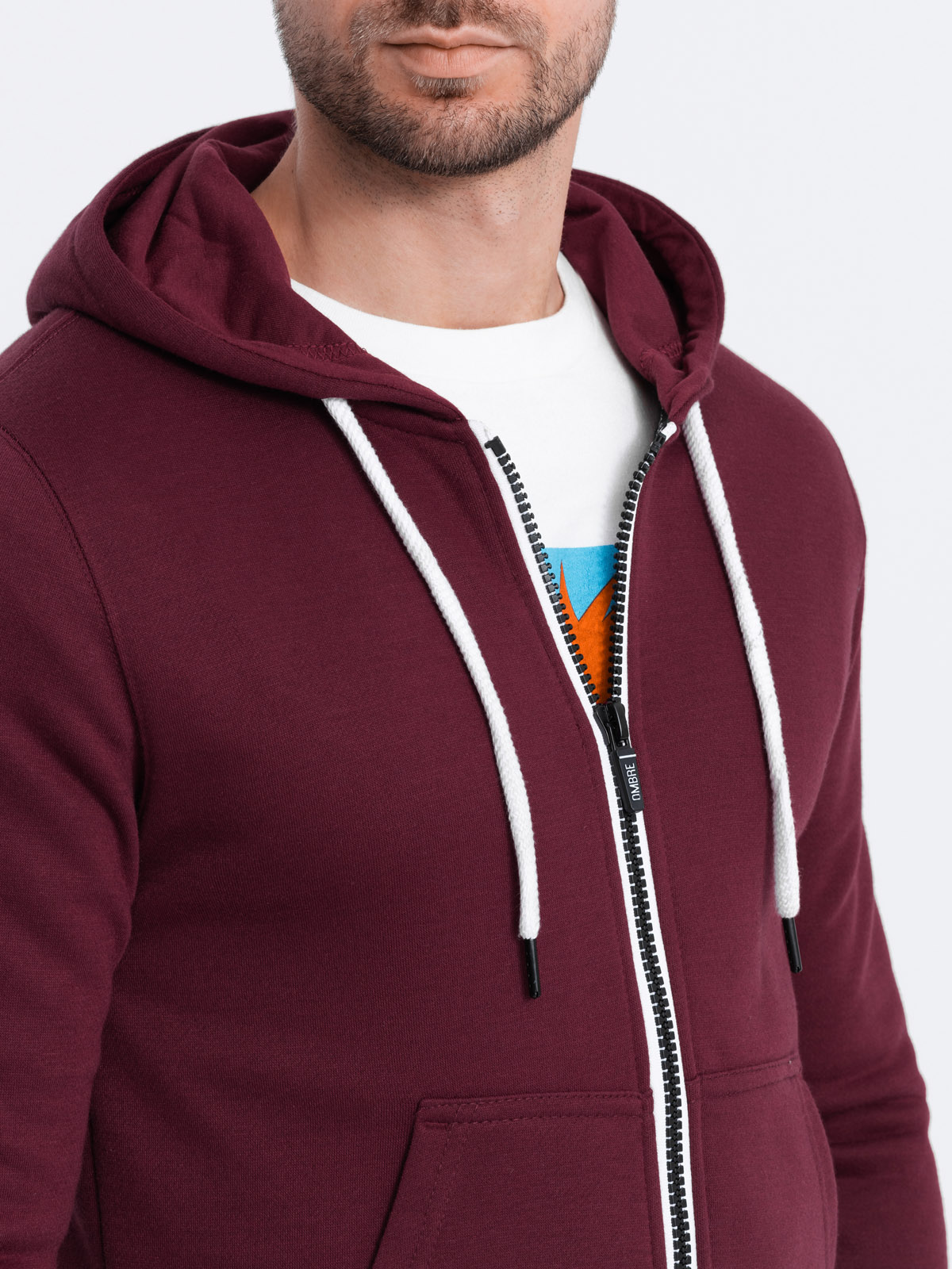 Maroon zip up sales hoodie mens