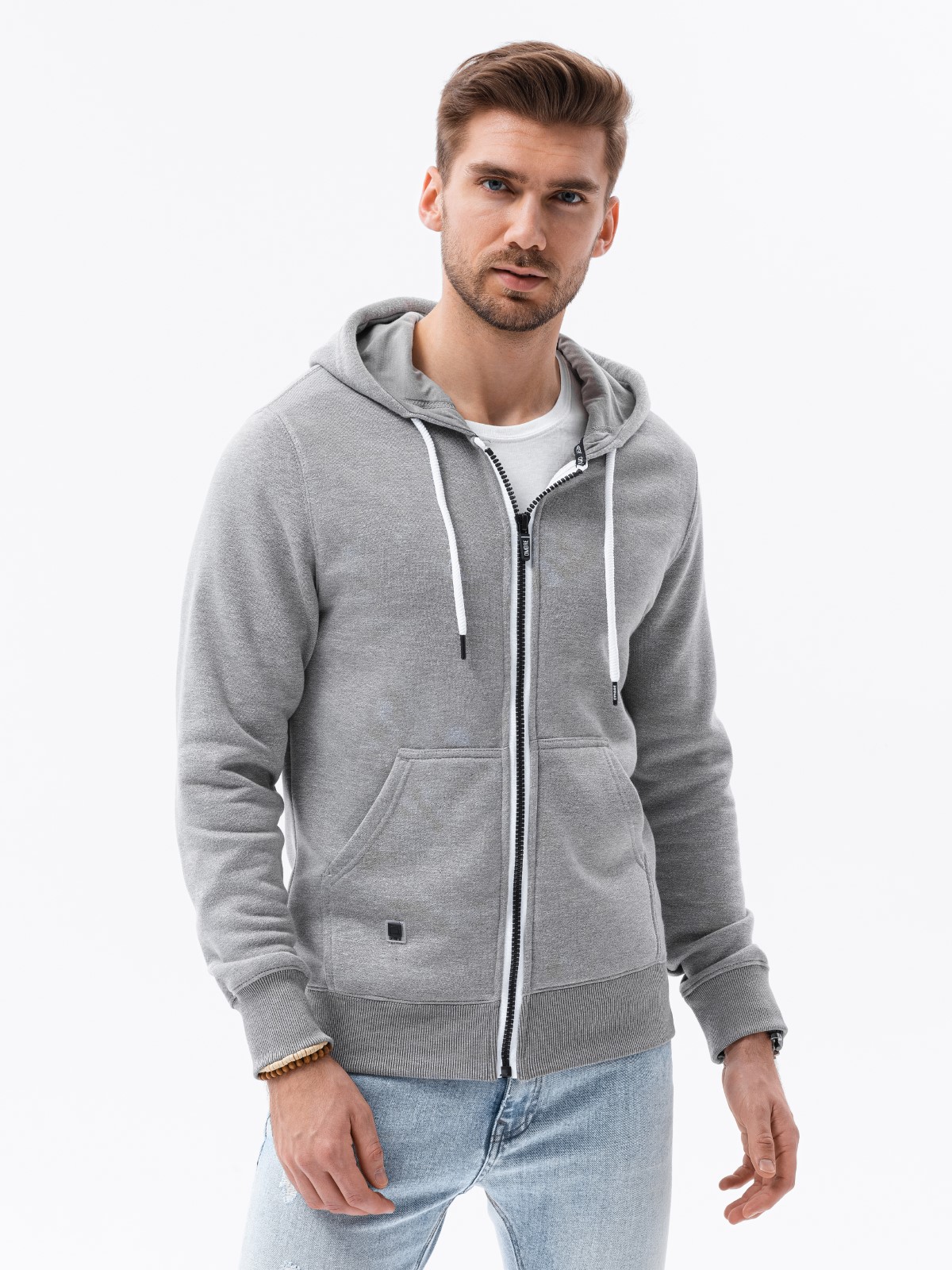 Men's zip-up sweatshirt - grey melange B977