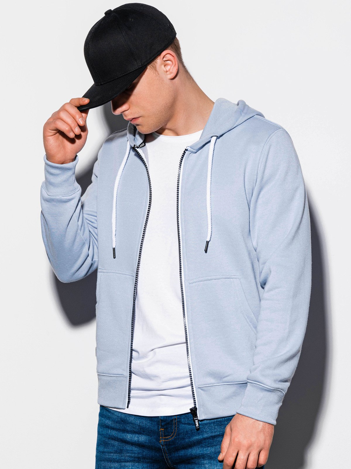 Light blue zip cheap up hoodie mens