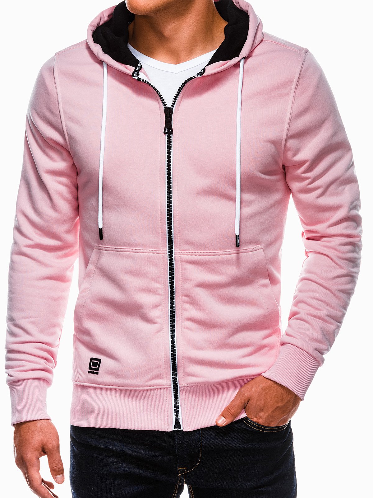 Pink zip hoodie on sale men's