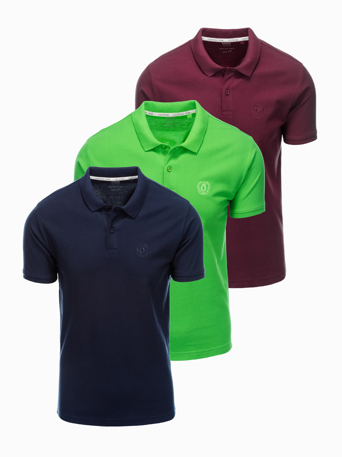 Set of men's pique knit polo shirts 3-pack - mix V12 Z28 | Ombre