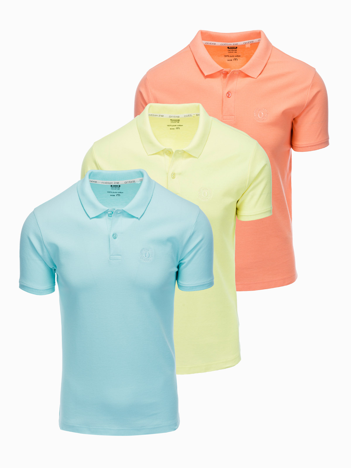 Set of men's pique knit polo shirts 3pack mix V14 Z28