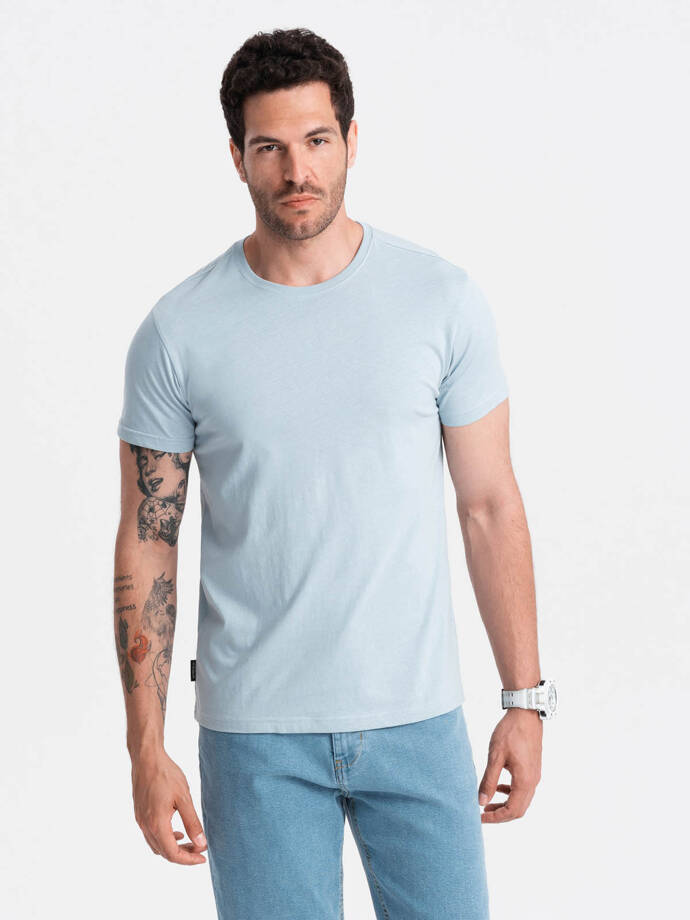 BASIC men's classic cotton T-shirt - light blue V19 OM-TSBS-0146