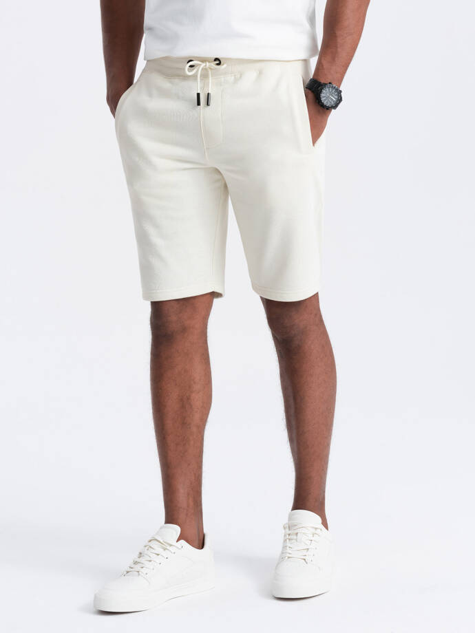 BASIC men's cotton sweat shorts - cream V5 OM-SRBS-0149
