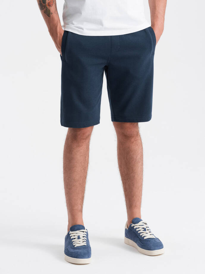 BASIC men's cotton sweat shorts - navy blue V1 OM-SRBS-0149