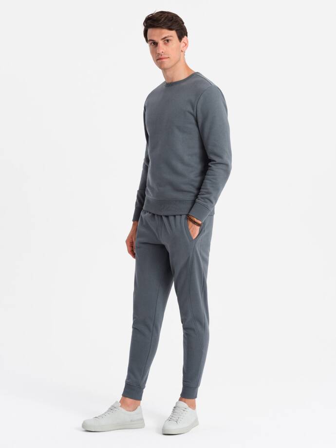 BASIC men's cotton sweatshirt set BASIC sweatshirt + joggers - graphite V11 Z84