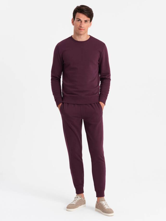 BASIC men's cotton sweatshirt set BASIC sweatshirt + joggers - maroon V3 Z84