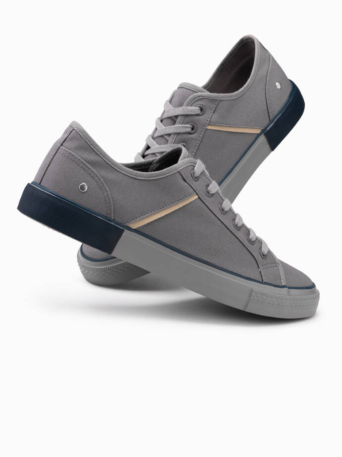 Classic men's sneakers with rivets - gray V4 OM-FOTL-0147