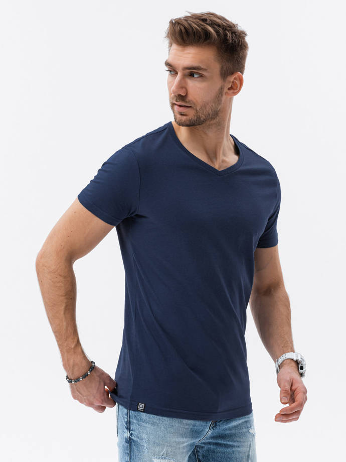 Men's classic BASIC v-neck T-shirt - navy blue V20 S1369