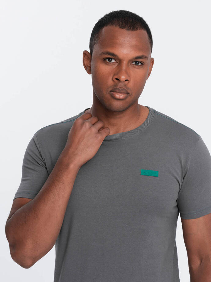 Men's cotton t-shirt with contrasting thread - gray V1 OM-TSCT-0151