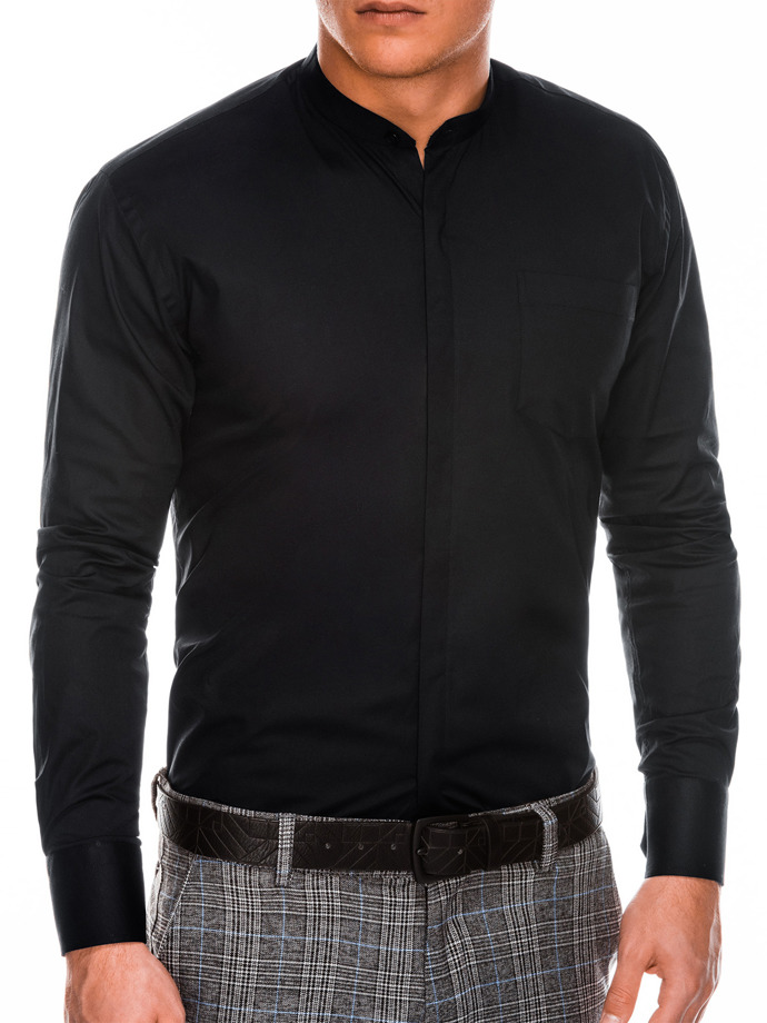 Men's elegant shirt with long sleeves - black K307