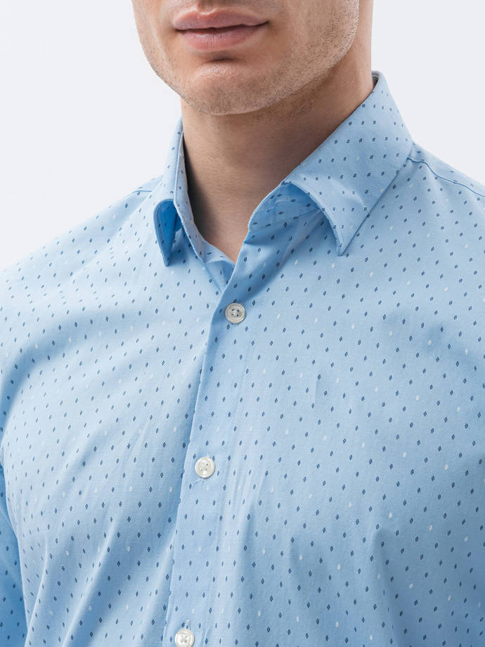 Men's elegant shirt with long sleeves - light blue K603