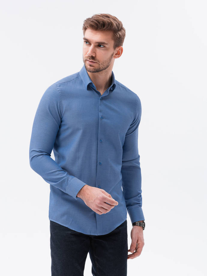 Men's elegant shirt with long sleeves - navy K592