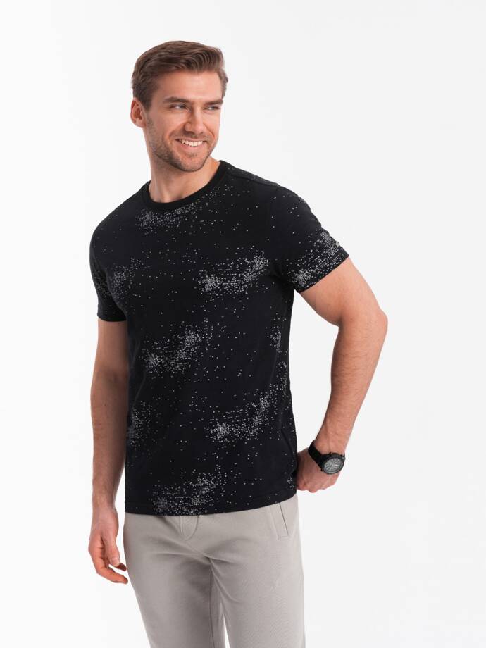 Men's full-print t-shirt with scattered letters - black V8 OM-TSFP-0179