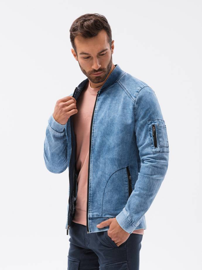 Men's mid-season bomber jacket - light blue C240