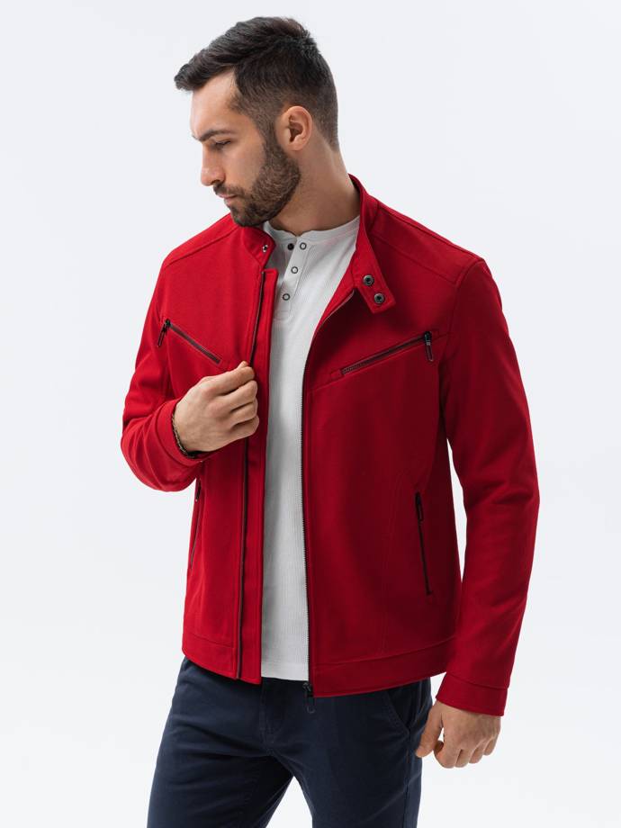 Men's mid-season quilted jacket - red C480