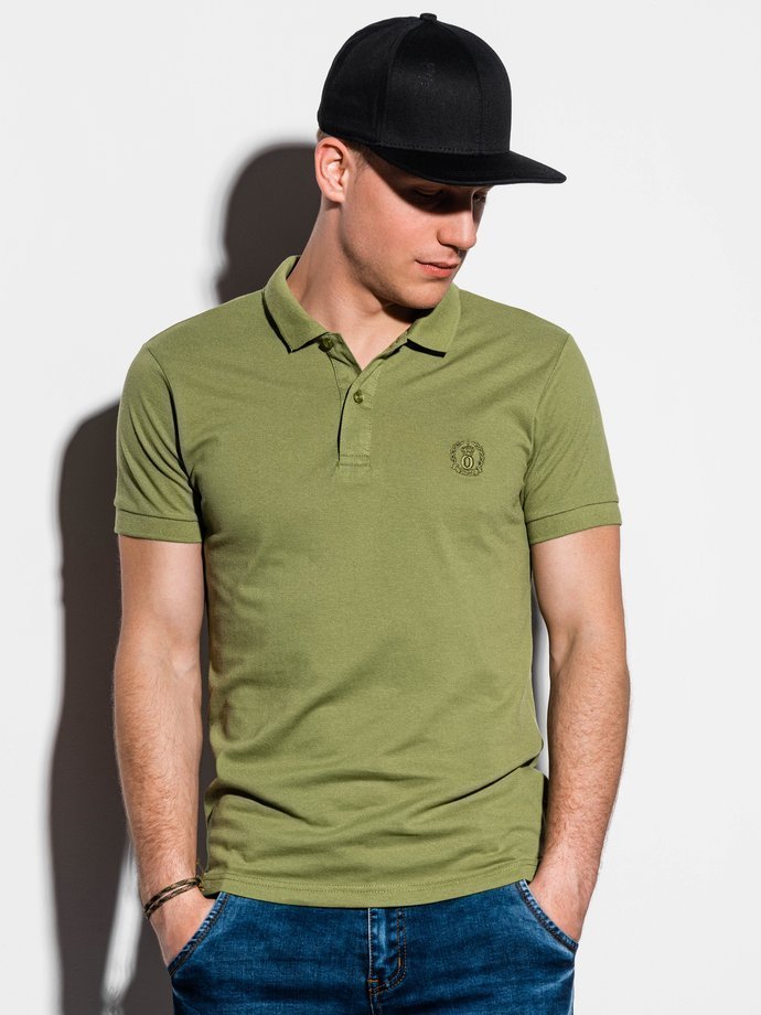 Men's plain polo shirt S1048 - dark green