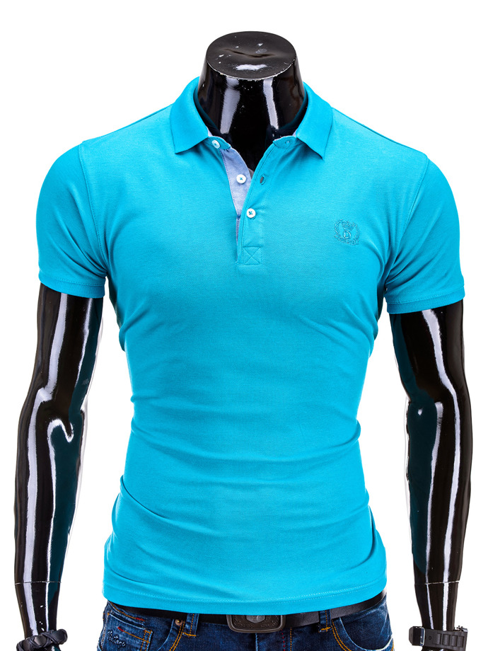 Men's plain polo shirt S594 - turquoise | Ombre.com - Men's clothing online
