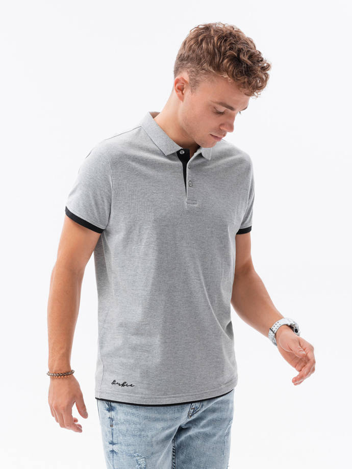 Men's plain polo shirt - light grey S1382