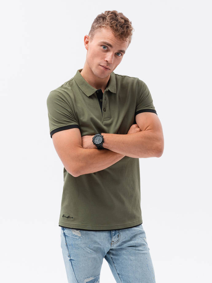 Men's plain polo shirt - olive S1382