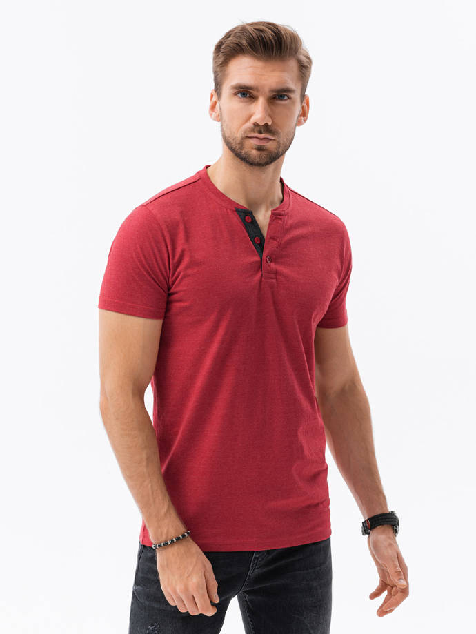 Men's plain t-shirt - red melange S1390