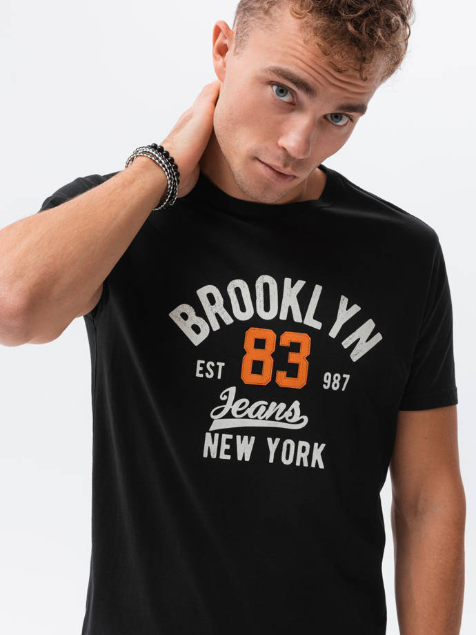 Men's printed t-shirt V-19D- black S1434