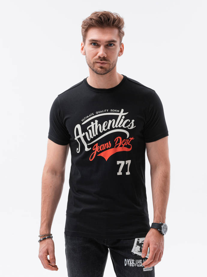 Men's printed t-shirt V-22C- black S1434