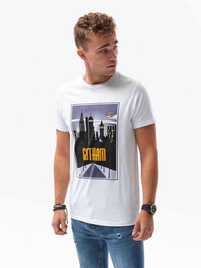 Men's printed t-shirt V-4A- white S1434