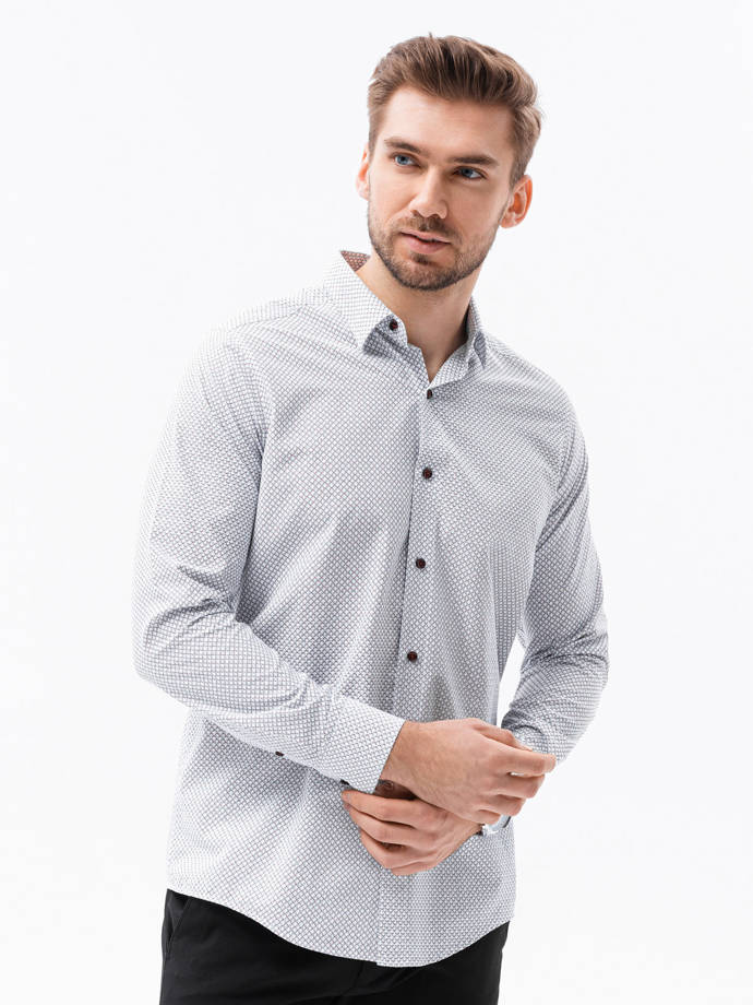 Men's shirt with long sleeves K607 - white