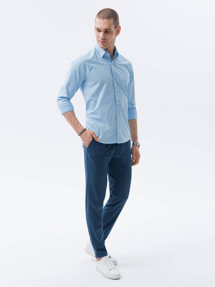 Men's shirt with long sleeves REGULAR FIT - light blue K606