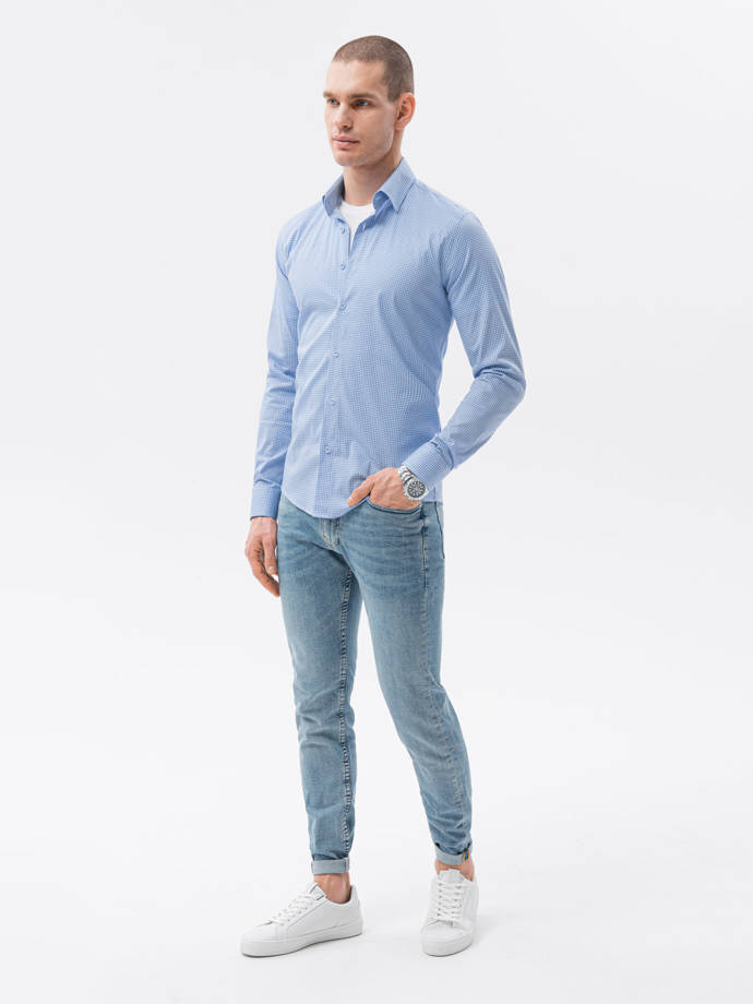 Men's shirt with long sleeves REGULAR FIT - light blue K614