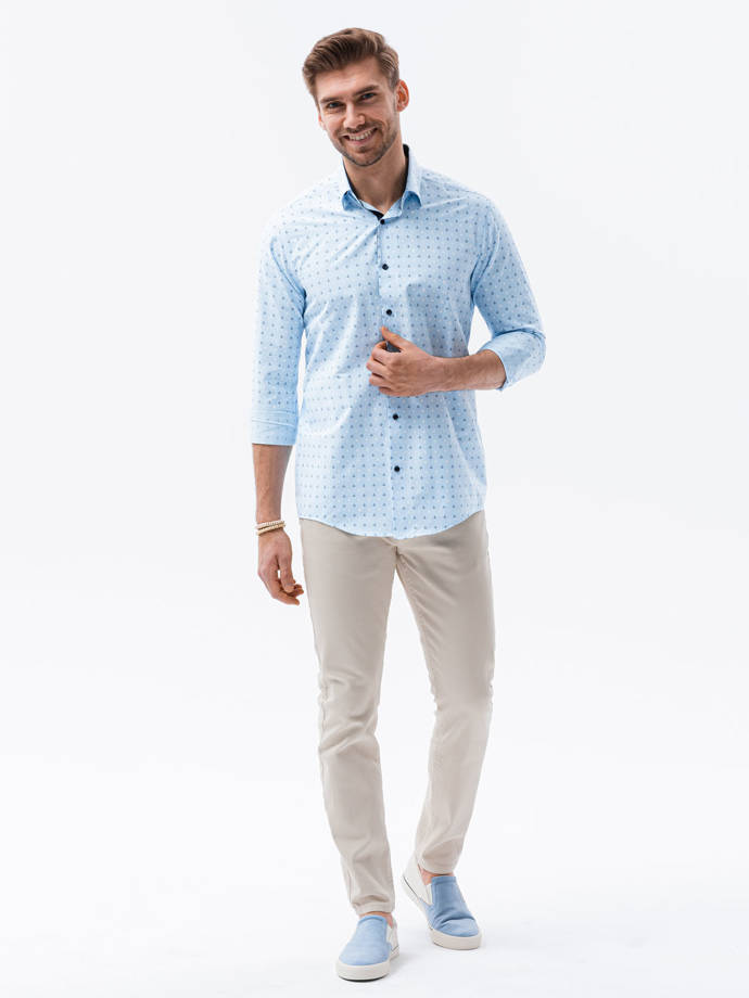 Men's shirt with long sleeves - light blue K314