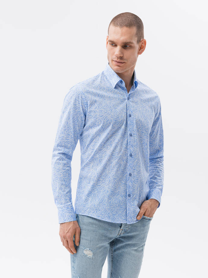 Men's shirt with long sleeves - light blue K608