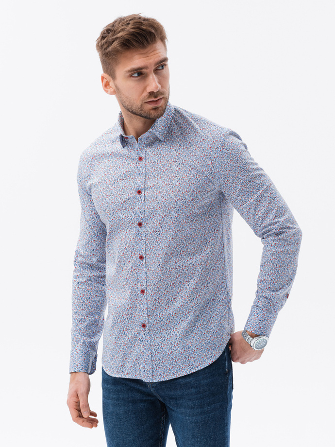 Men's shirt with long sleeves - light blue K628