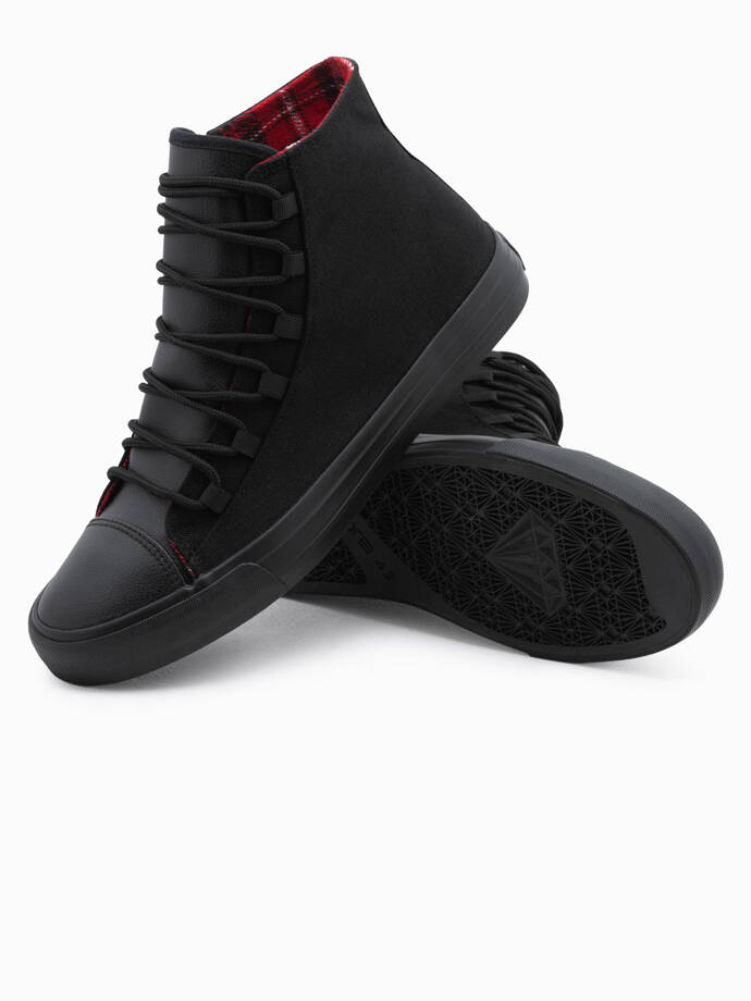 Men's shoes sneakers in combined materials - black V1 OM-FOTH-0143