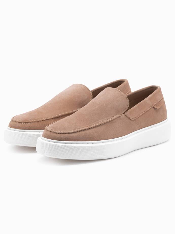 Men's slip on half shoes on thick sole - light brown V3 OM-FOCS-0152