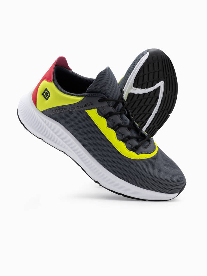 Men's sneakers with neon inserts - graphite V3 OM-FOKS-0118