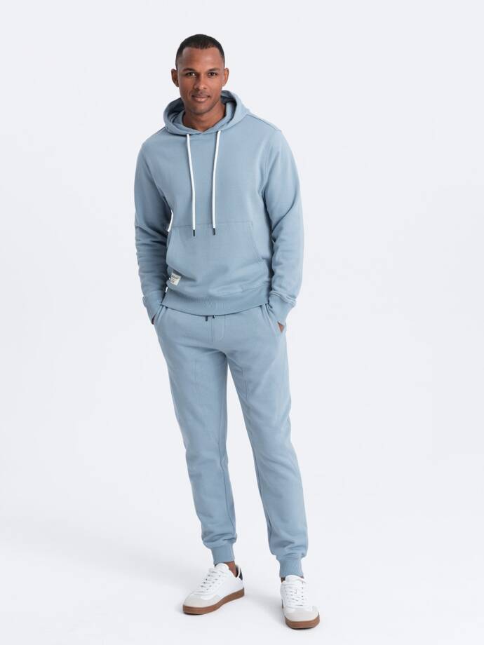 Men's sweatshirt set kangaroo sweatshirt + jogger pants - blue V7 Z81