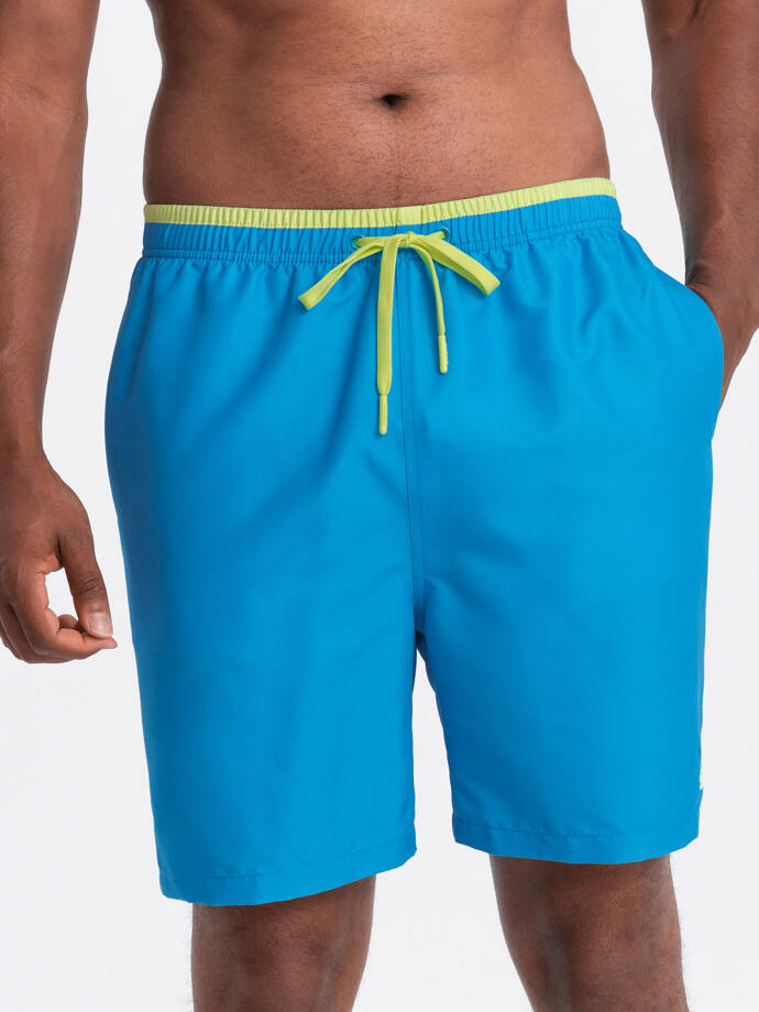 Men's swim shorts with two-tone welt - blue V6 OM-SRBS-0141