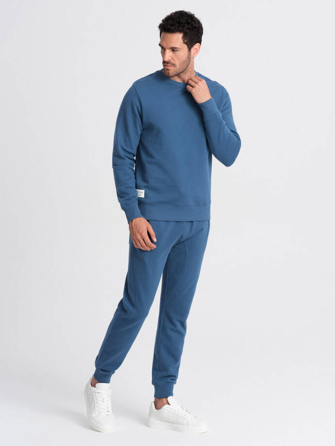 Men's tracksuit set jogger pants + sweatshirt - dark blue V4 Z79