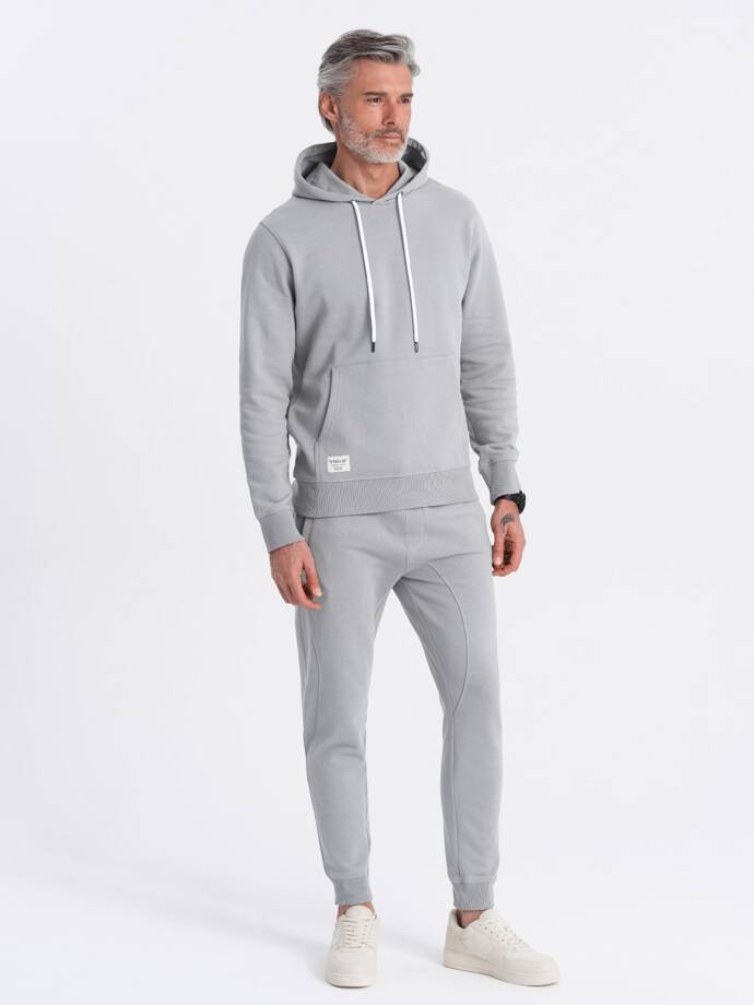 Men's tracksuit set kangaroo sweatshirt + jogger pants - grey V8 Z81